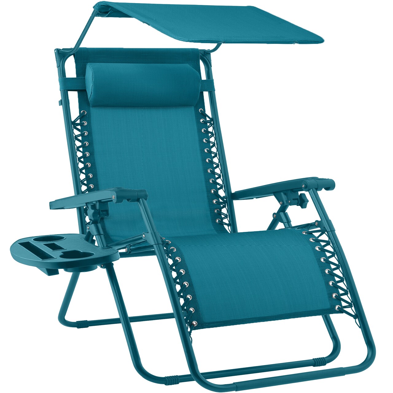 Best Choice Products Folding Zero Gravity Recliner Patio Lounge Chair w/ Canopy Shade, Headrest, Tray
